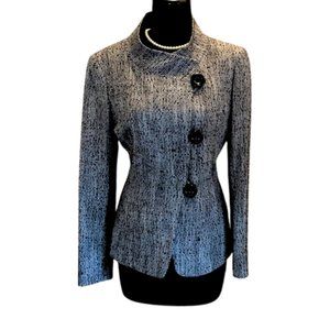 TAHARI Arthur S. Levine Black and White Asymmetrical Collar Jacket, Size 6